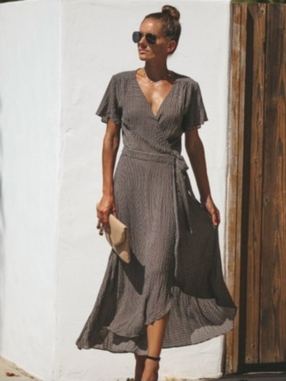 VICI Mod Ref Blaire Gingham Wrap Maxi Dress Size small